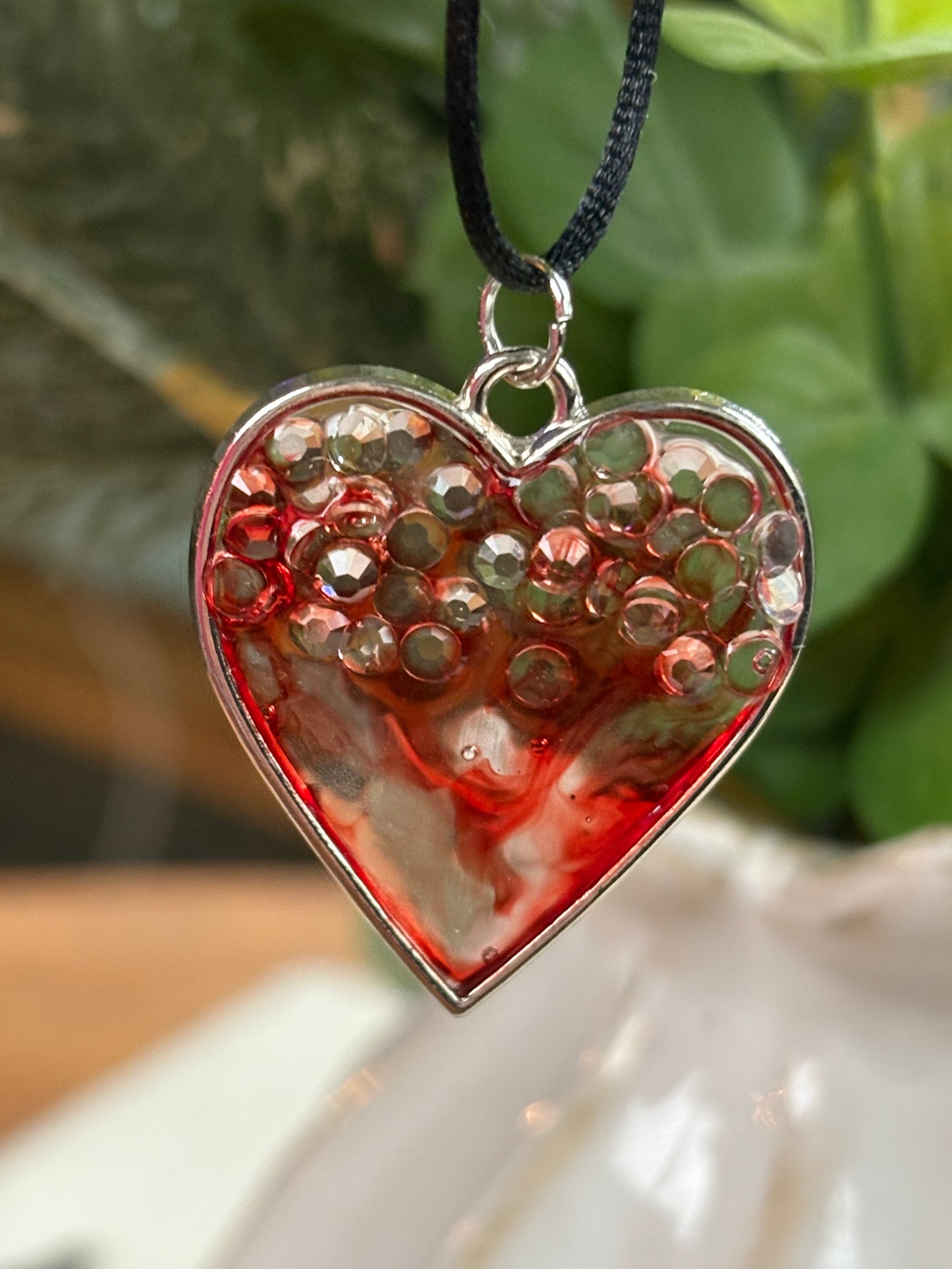 Red Heart Handmade Resin Necklace
