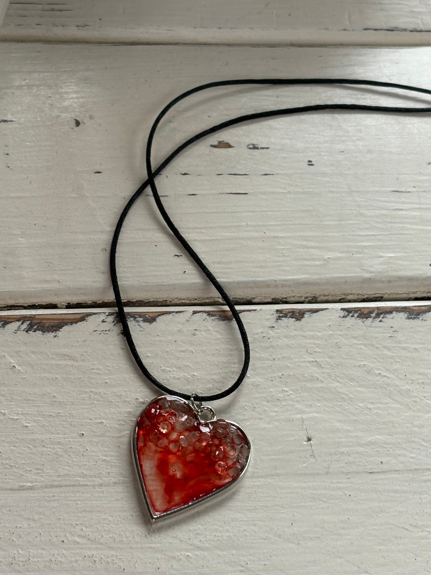 Red Heart Handmade Resin Necklace