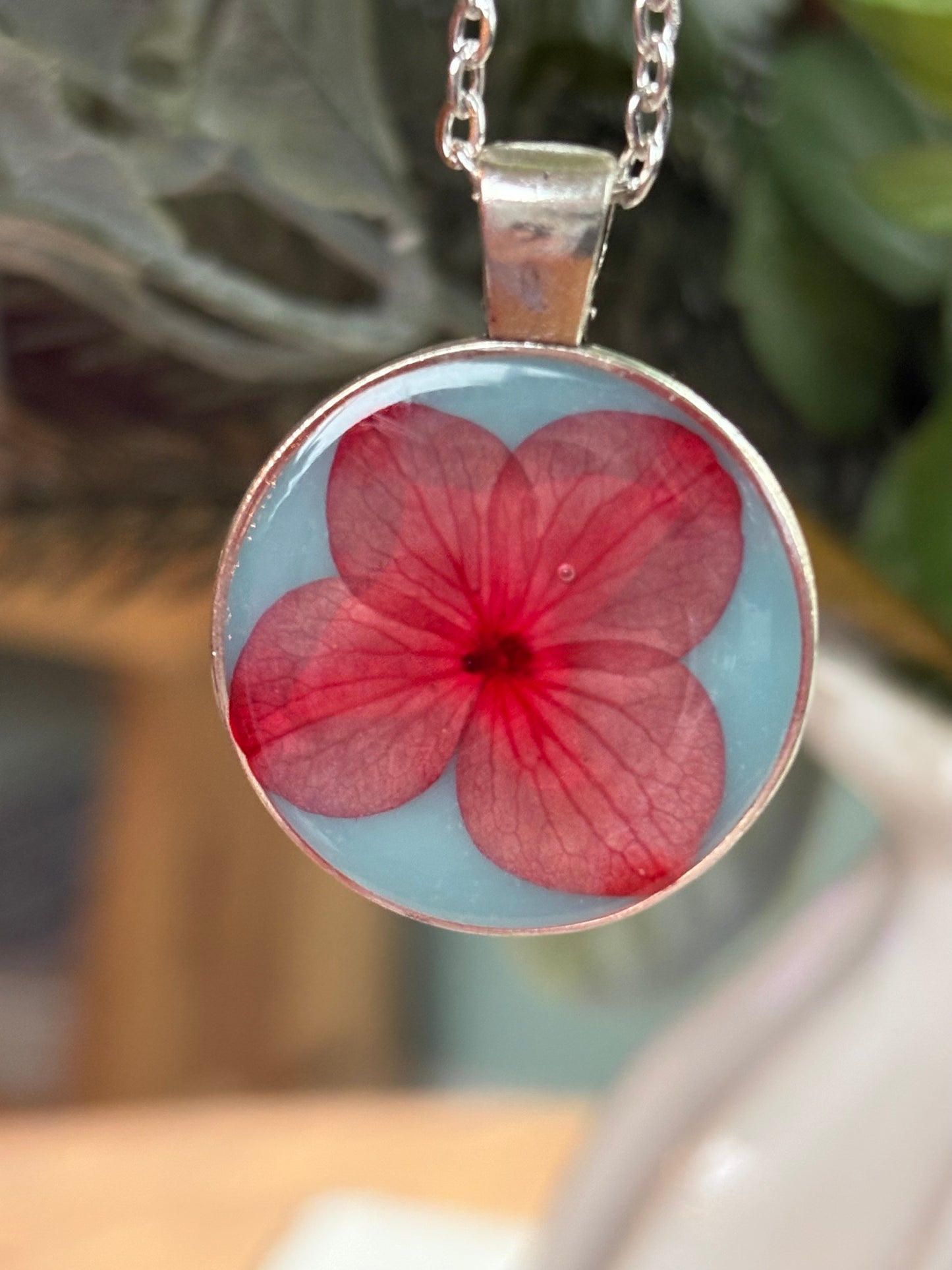 Pink Flower Handmade Resin Necklace