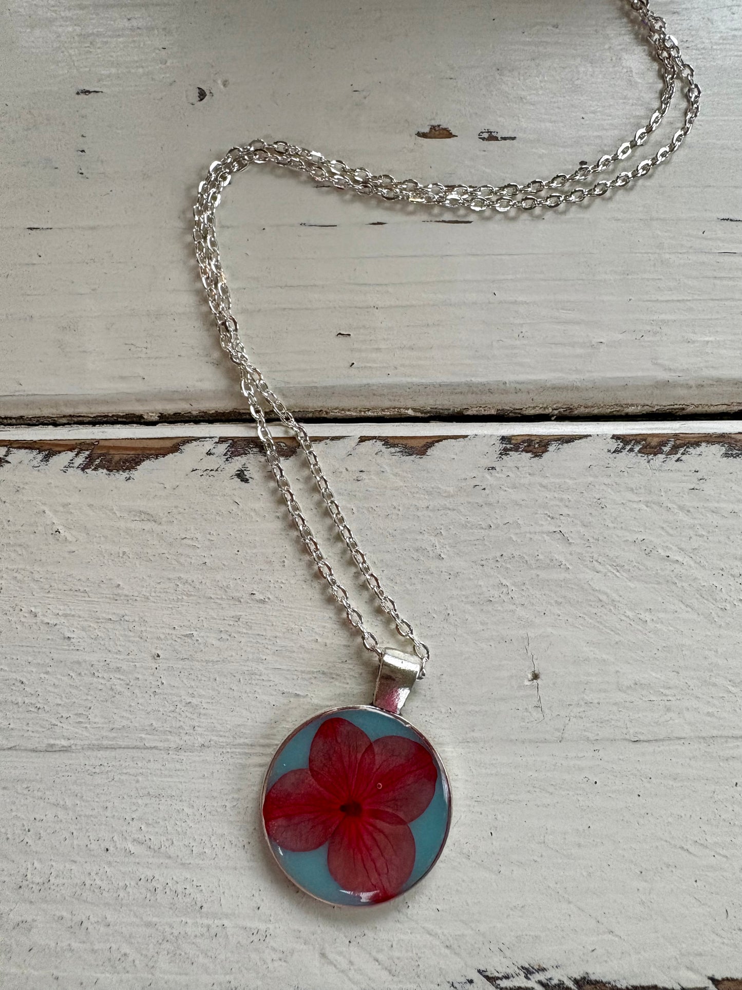 Pink Flower Handmade Resin Necklace