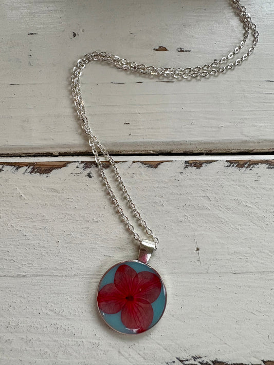 Pink Flower Handmade Resin Necklace