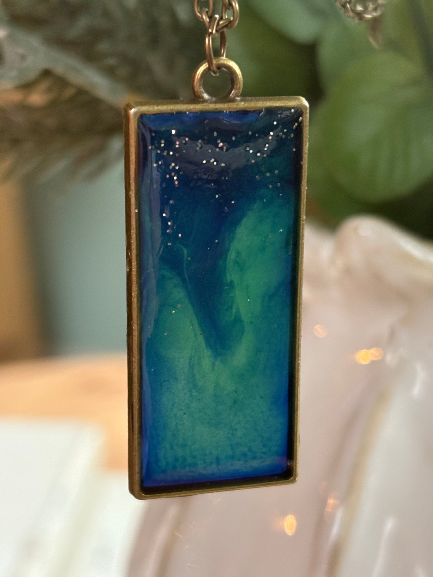 Aurora Borealis Handmade Resin Necklace