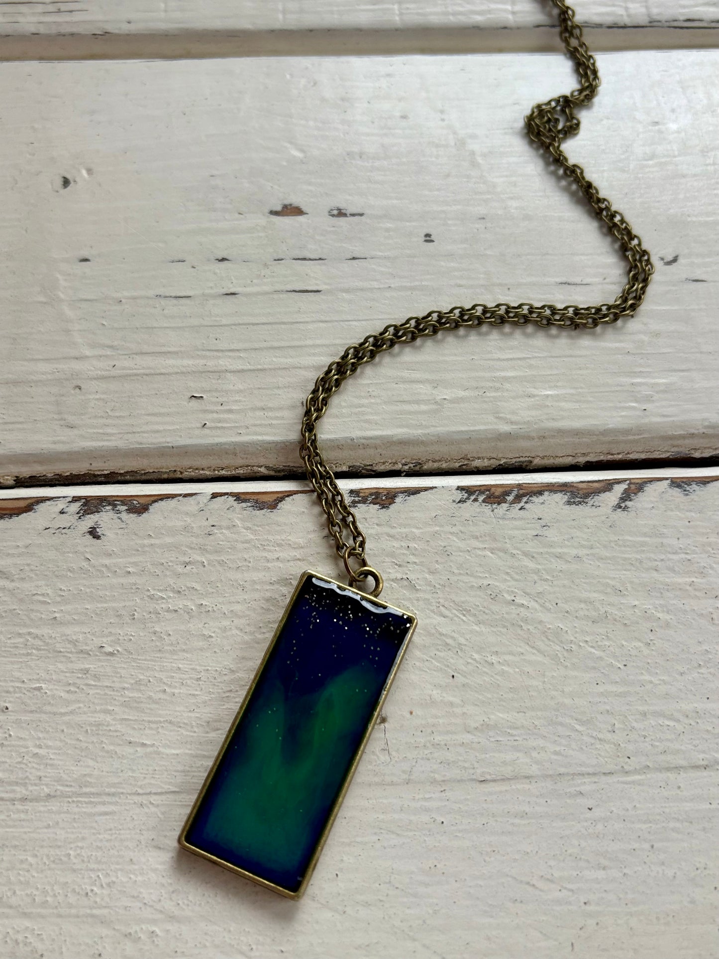 Aurora Borealis Handmade Resin Necklace