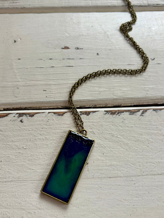 Aurora Borealis Handmade Resin Necklace