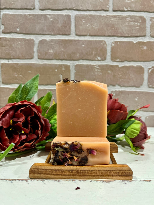 Spring Blossom soap bars in front of brick wall